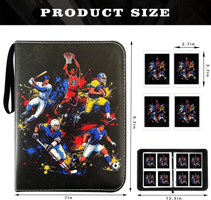 Rmannke 400 Pockets Sports Card Binder Sleeves for Trading Cards, Carrying Case with Sports Card Sleeves Album Holder Protectors for Football Baseball Cards - Image 2